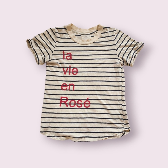 Sol Angeles Anthropologie XS Women Striped Graphic T-Shirt La Vie En Rosé French - Picture 8 of 8